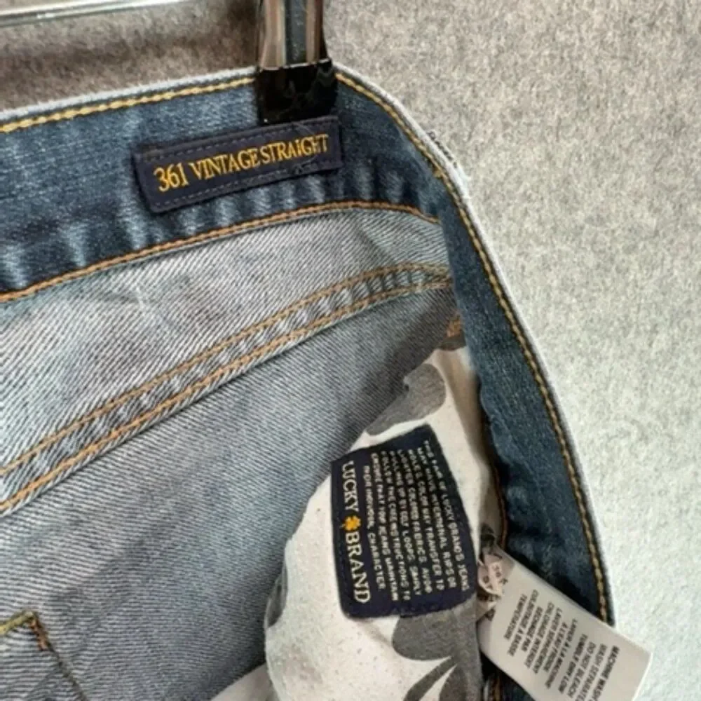 Lucky Brand Straight Leg Jeans 34x34 - Faded Whisker Wash Denim